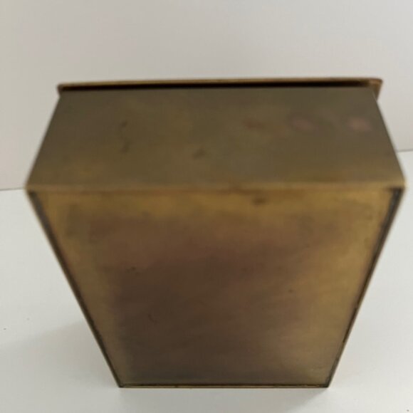 Vintage Trinket Box / Brass box lined with Teak Wood and Ceramic top - Picture 8 of 13